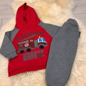 Nannette Kids Matching Hoodie and Sweatpants Set in Gray/Red Size 18M